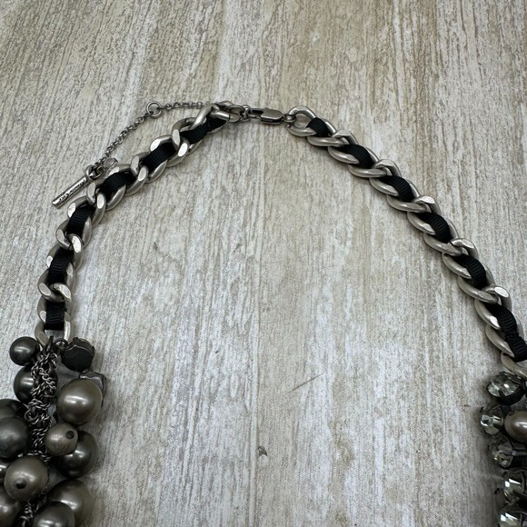 KENNETH COLE Bead & Crystal Necklace Multi Strand Black & Silver Tone - Picture 4 of 9